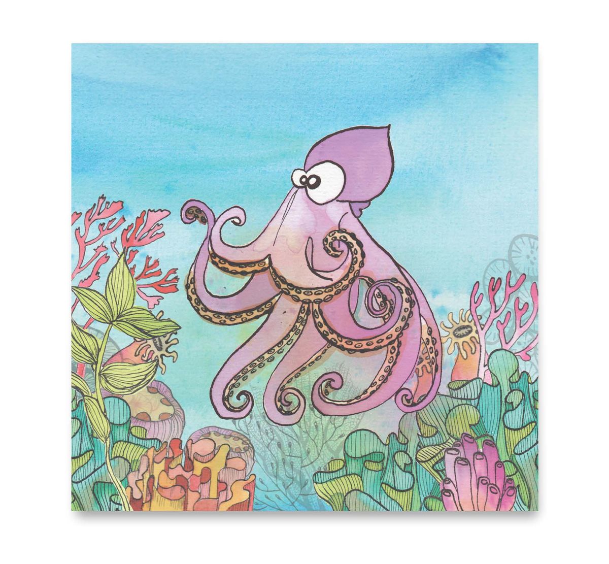 Handgemaakte wenskaart - Octopus - Mags Up Your Mind